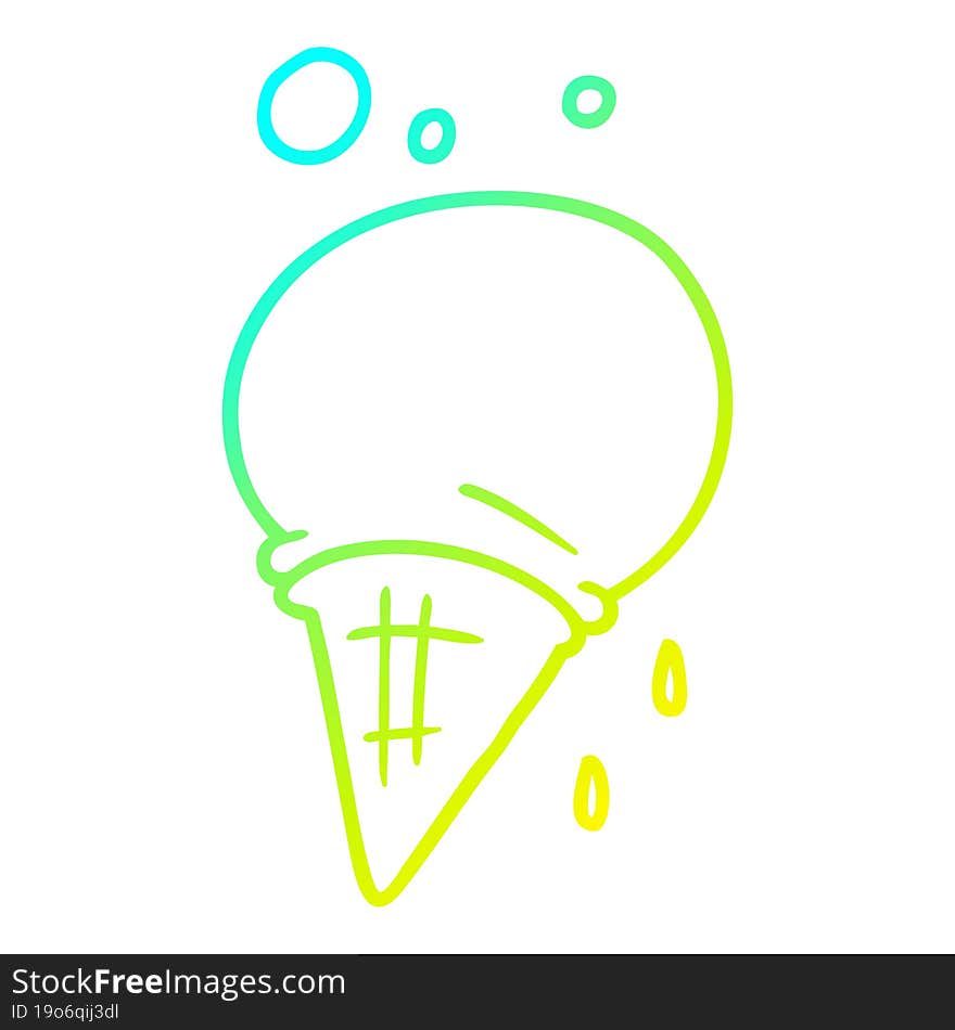 cold gradient line drawing cartoon ice cream