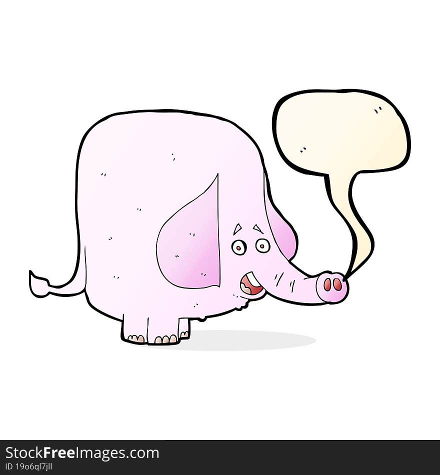 cartoon pink elephant with speech bubble