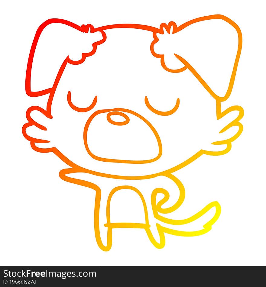 warm gradient line drawing of a cartoon dog