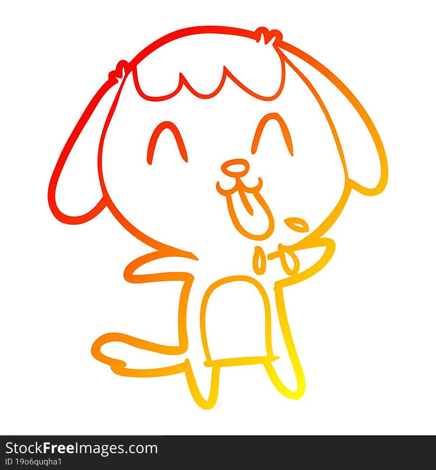 Warm Gradient Line Drawing Cute Cartoon Dog