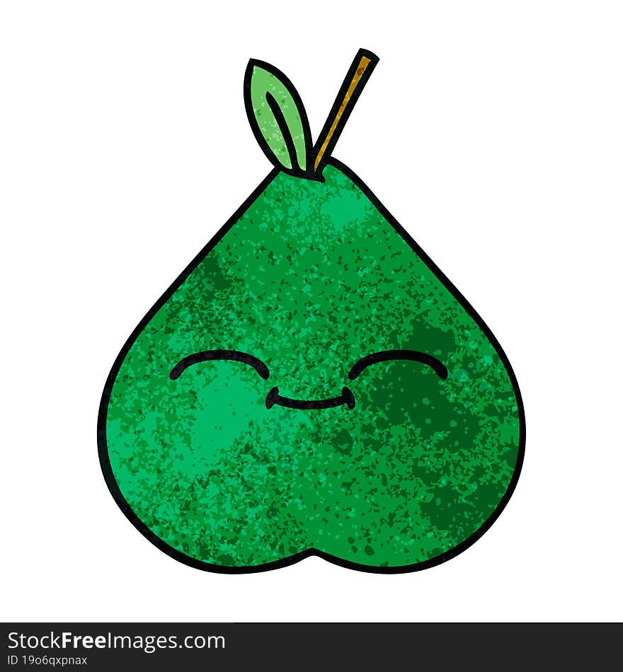 Retro Grunge Texture Cartoon Pear