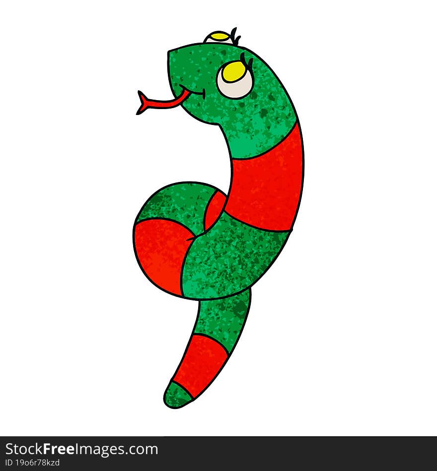 textured cartoon illustration kawaii of a cute snake. textured cartoon illustration kawaii of a cute snake