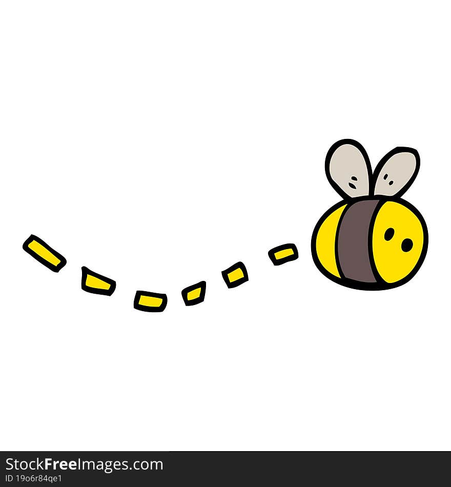 Hand Drawn Doodle Style Cartoon Bee