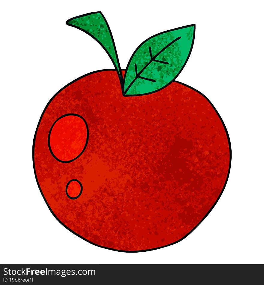 hand drawn quirky cartoon red apple. hand drawn quirky cartoon red apple