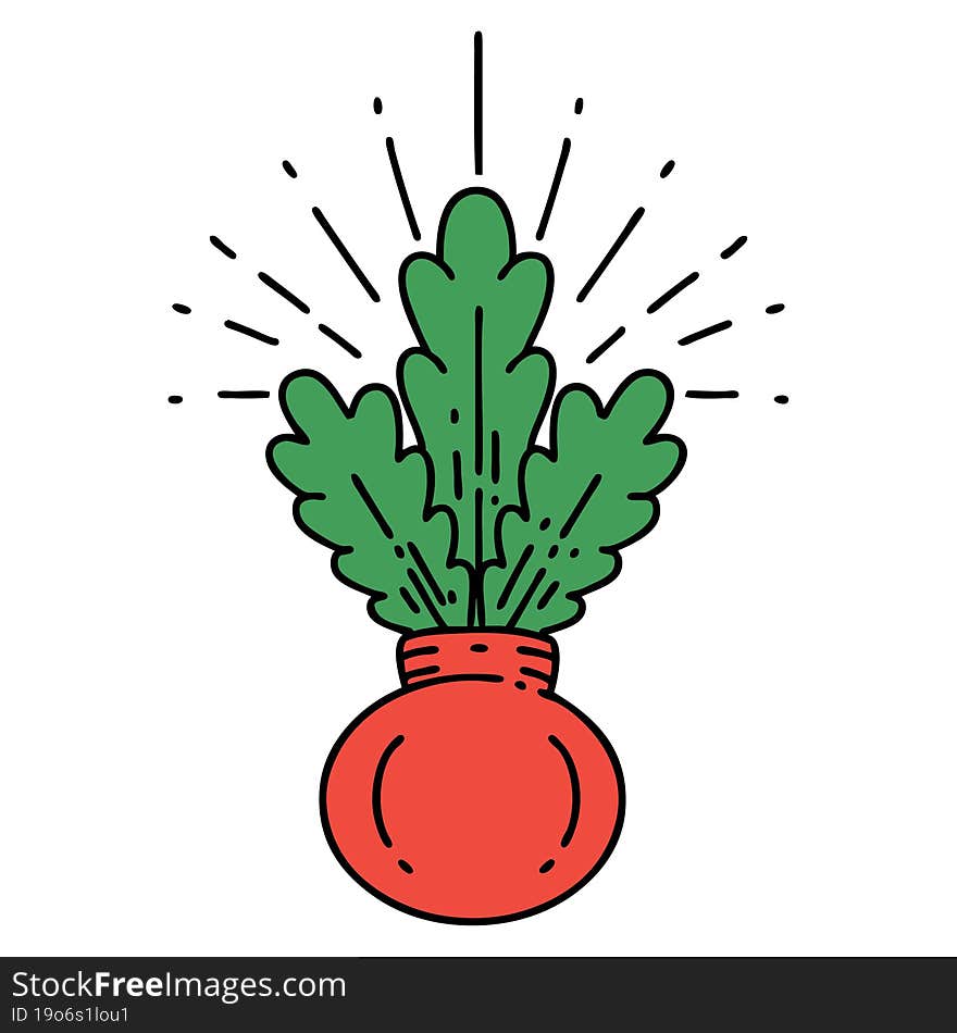 illustration of a traditional tattoo style house plant