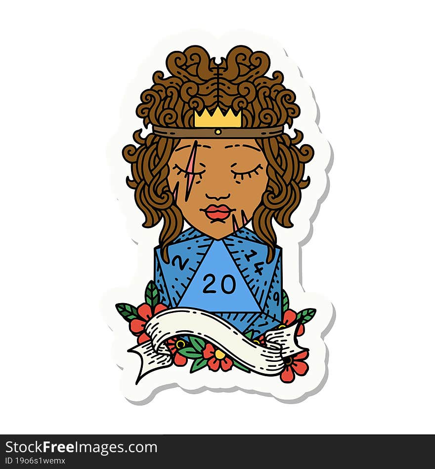 sticker of a human barbarian with natural twenty dice roll. sticker of a human barbarian with natural twenty dice roll