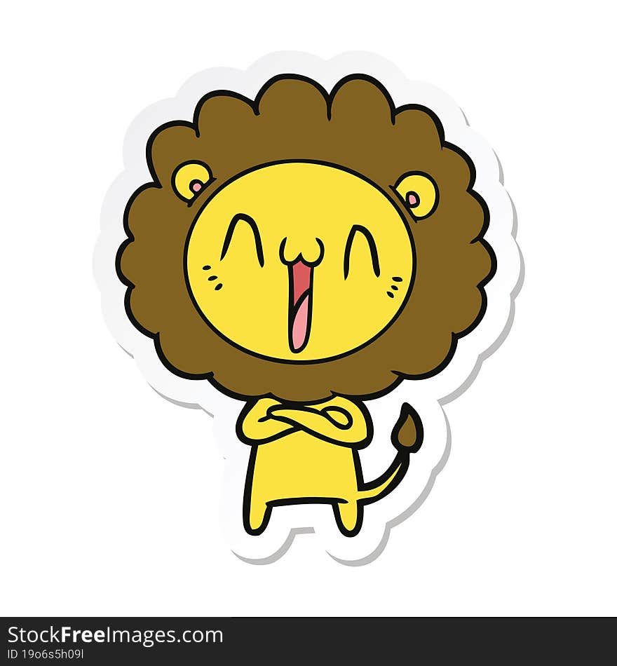 sticker of a happy cartoon lion