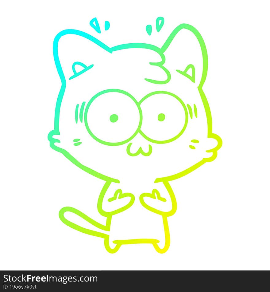 cold gradient line drawing cartoon surprised cat