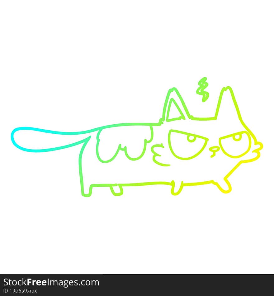 cold gradient line drawing cartoon angry cat