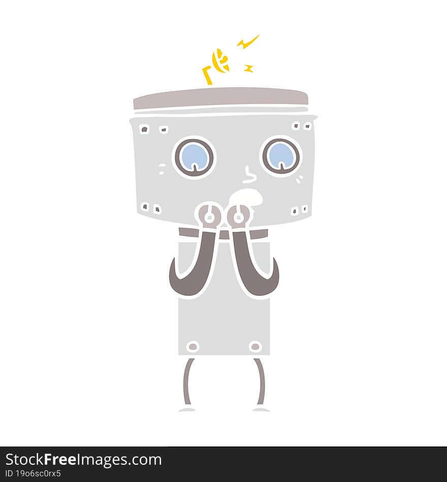 nervous flat color style cartoon robot