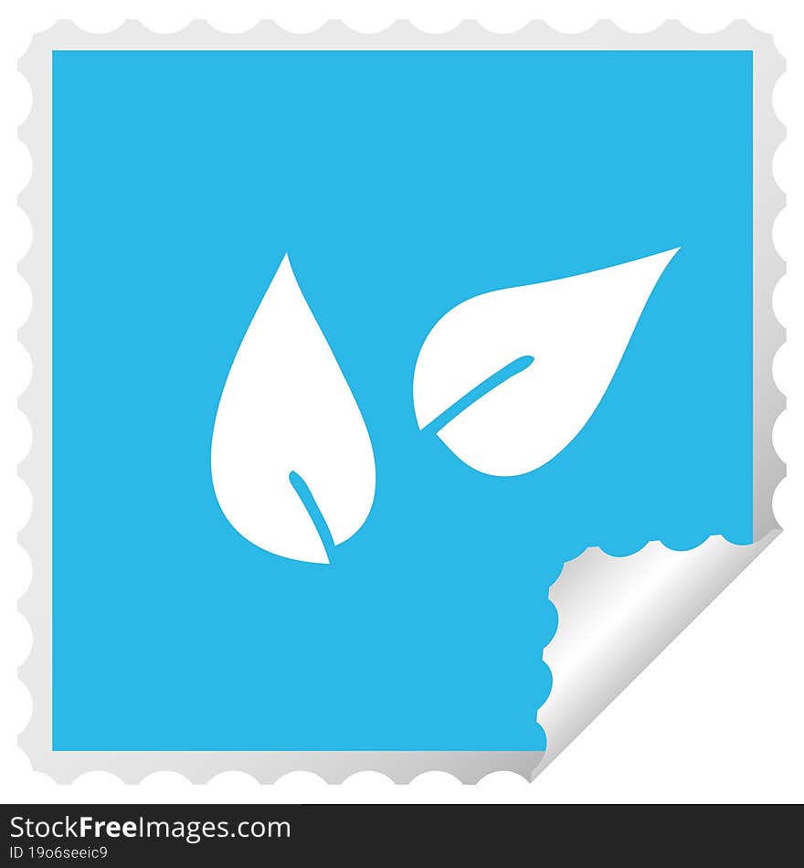 square peeling sticker cartoon leaves