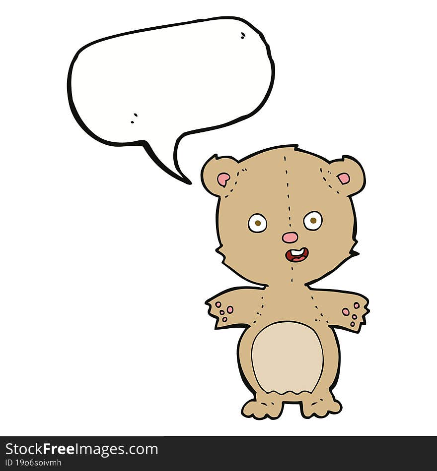 Cartoon Teddy Bear With Speech Bubble