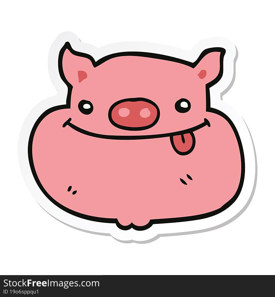 Sticker Of A Cartoon Happy Pig Face