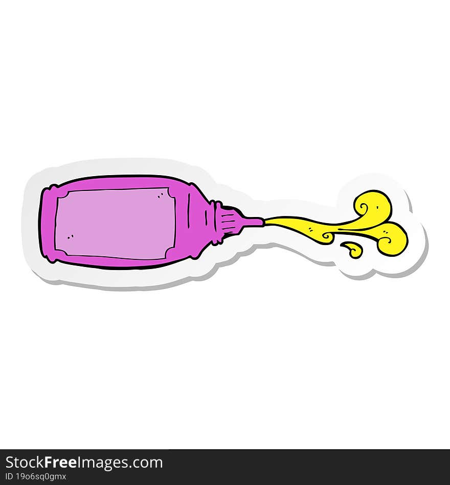 sticker of a cartoon squirting bottle