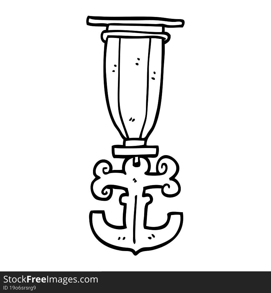 Line Drawing Cartoon Sailor Medal