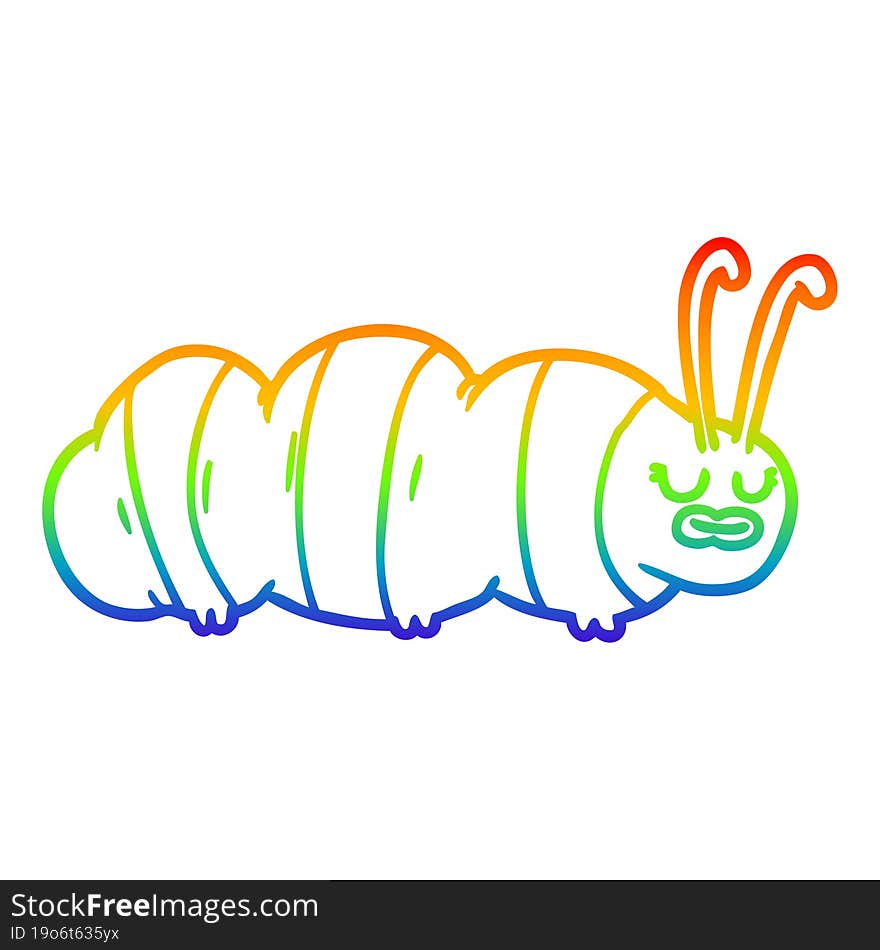 rainbow gradient line drawing funny cartoon bug