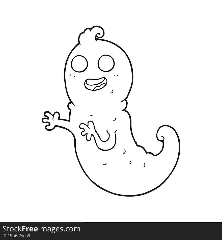 black and white cartoon ghost