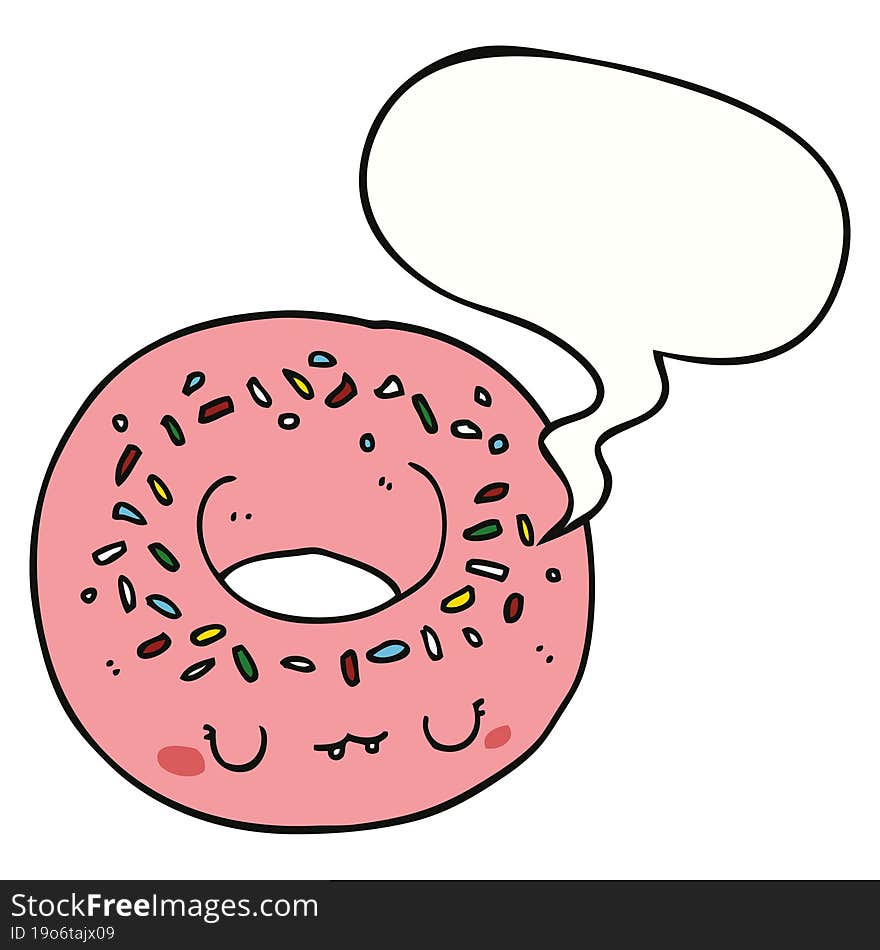 Cartoon Donut And Speech Bubble