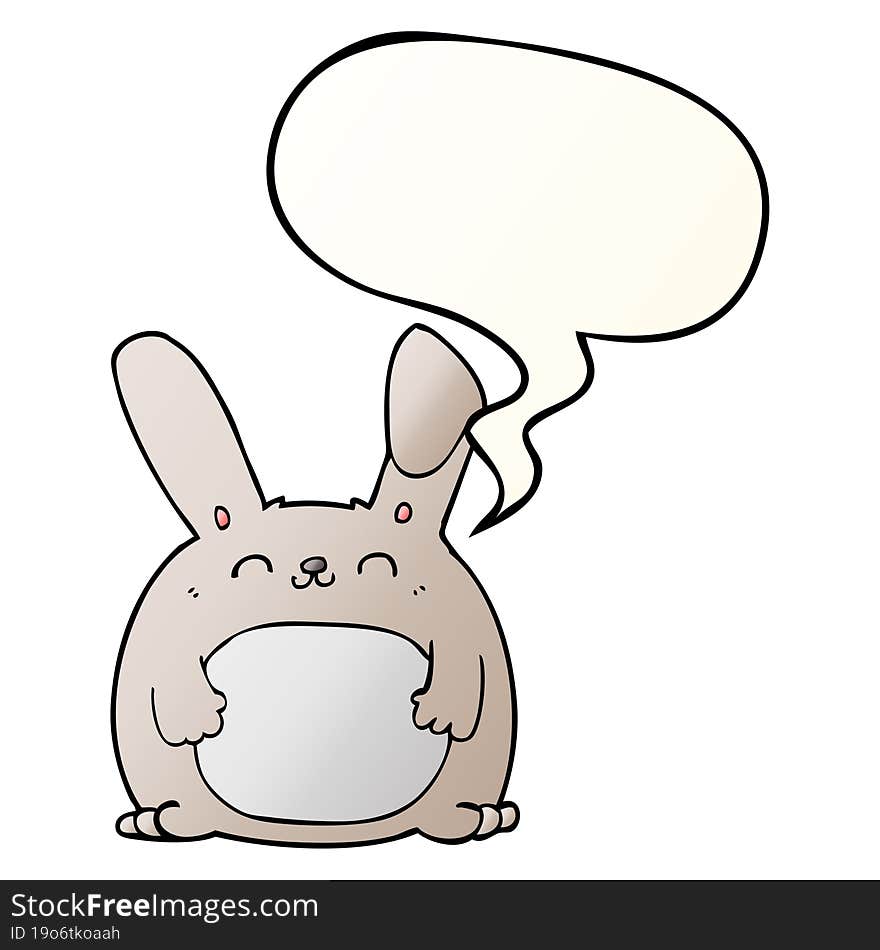 Cartoon Rabbit And Speech Bubble In Smooth Gradient Style