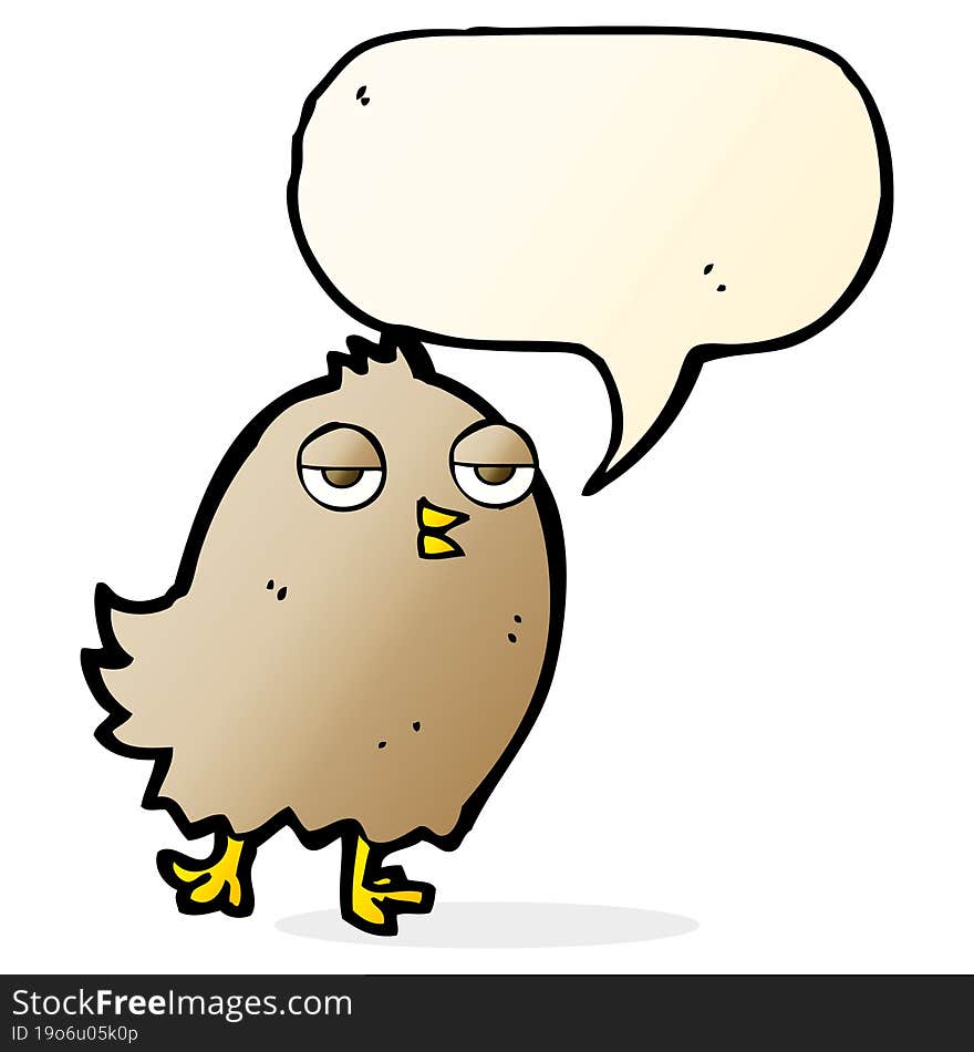 funny cartoon bird with speech bubble