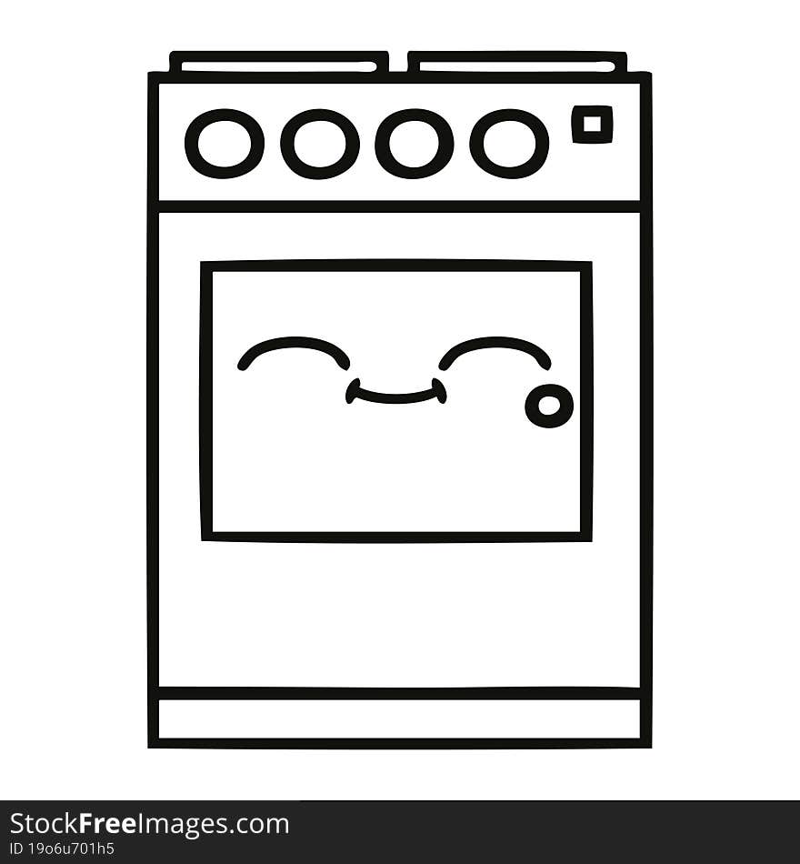 line drawing cartoon kitchen oven