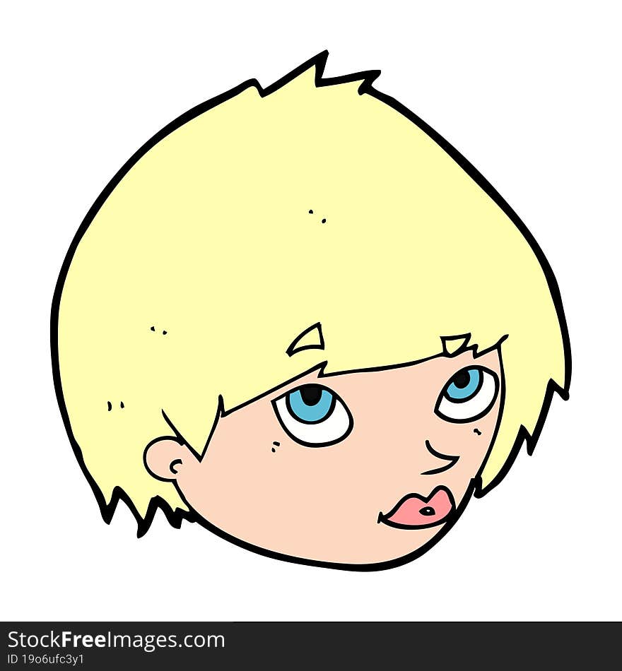 cartoon female face looking up