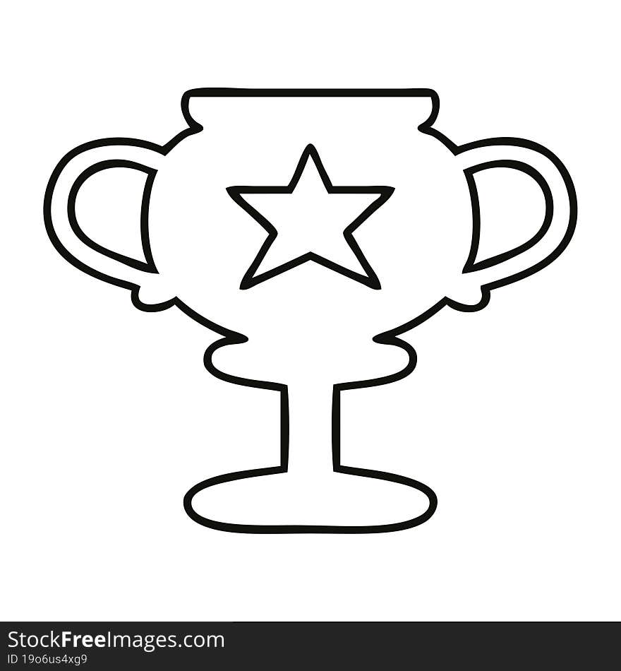 line drawing cartoon gold trophy