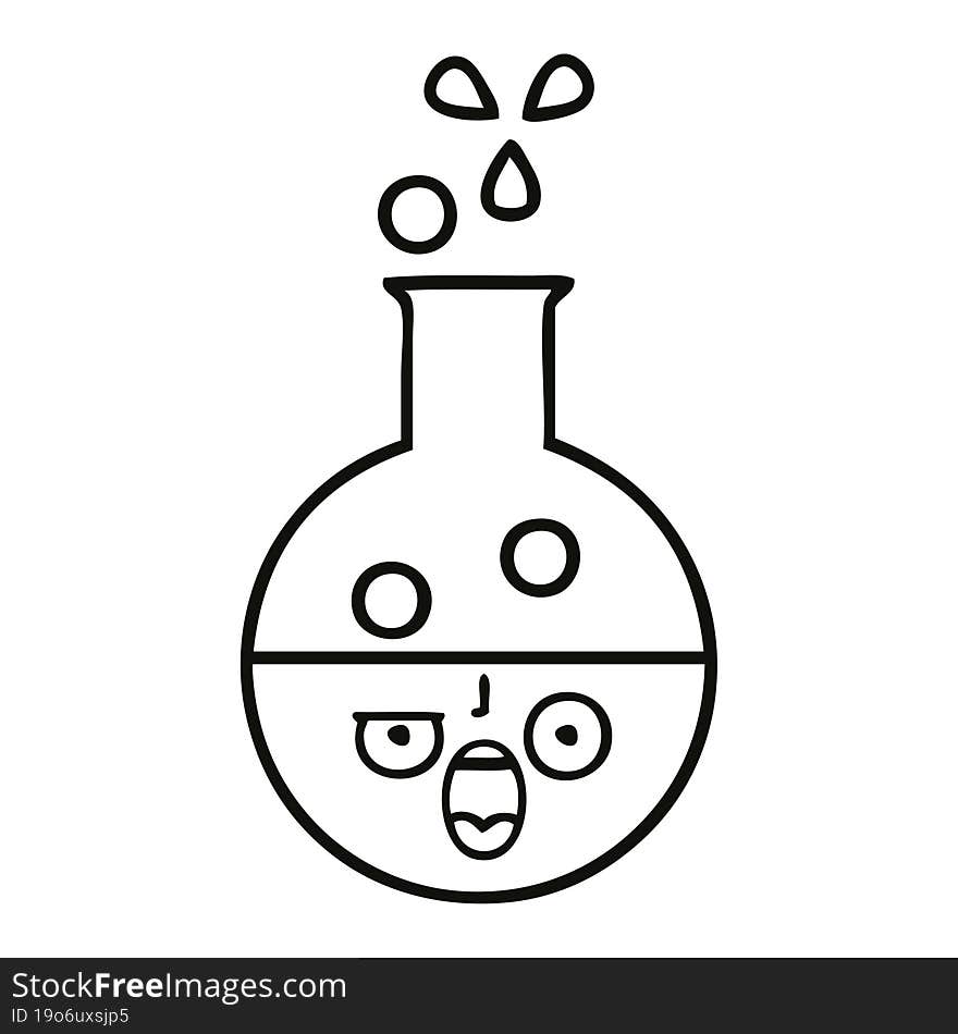 Line Drawing Cartoon Test Tube