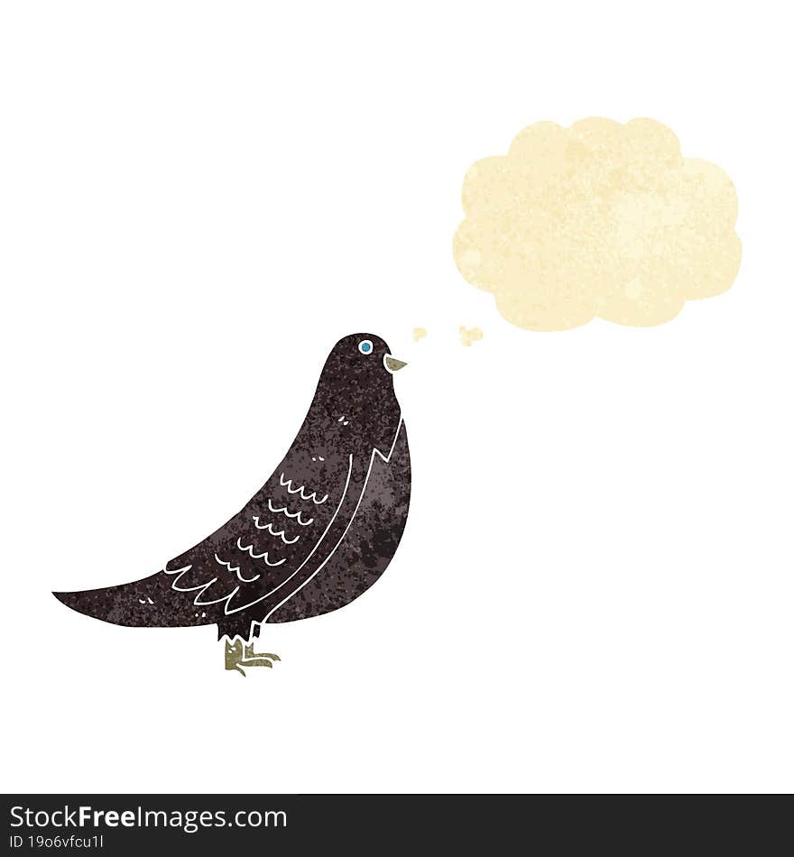 cartoon bird with thought bubble