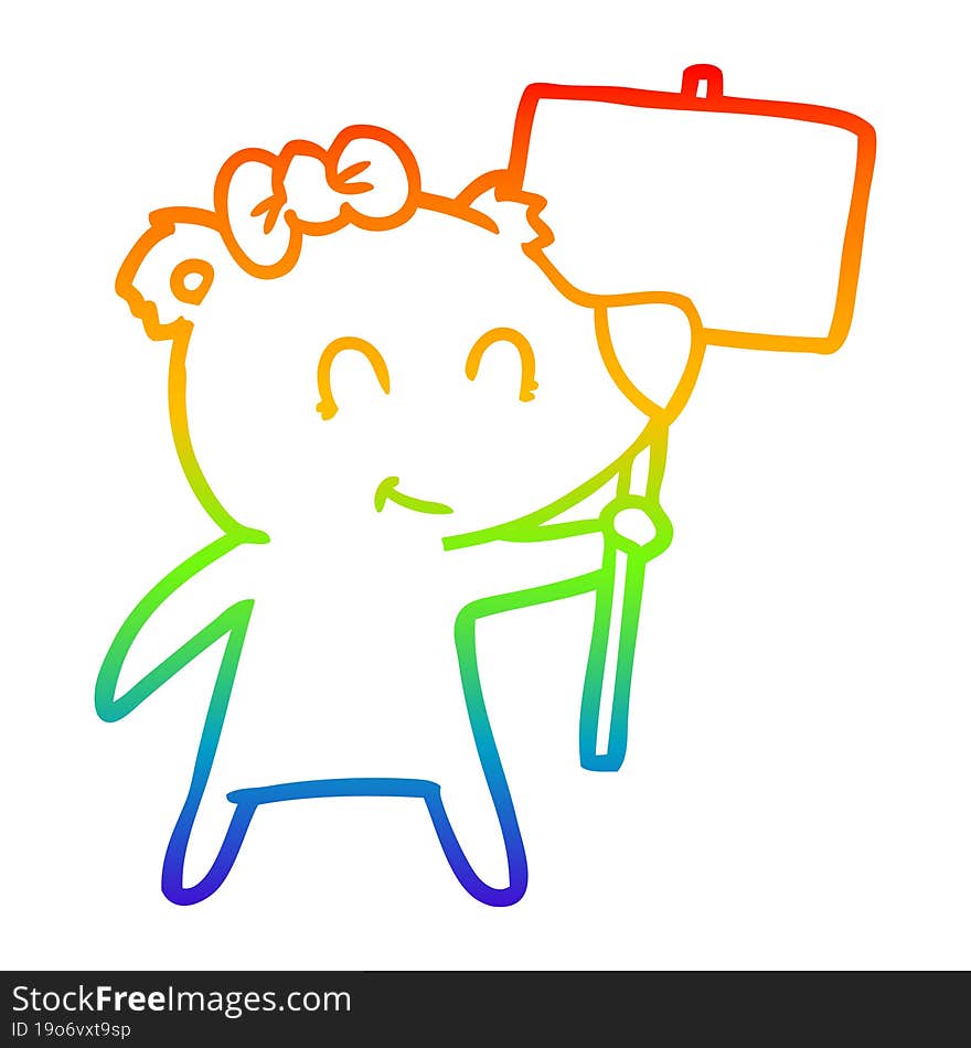 rainbow gradient line drawing female bear cartoon