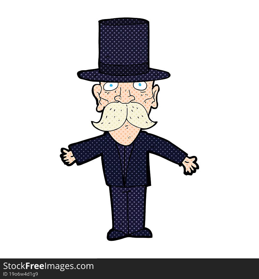 cartoon man wearing top hat