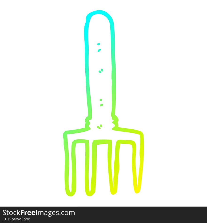 Cold Gradient Line Drawing Cartoon Fork