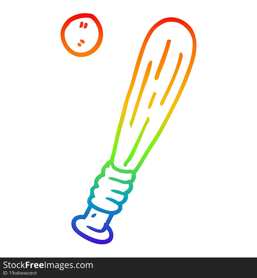 rainbow gradient line drawing cartoon baseball bat