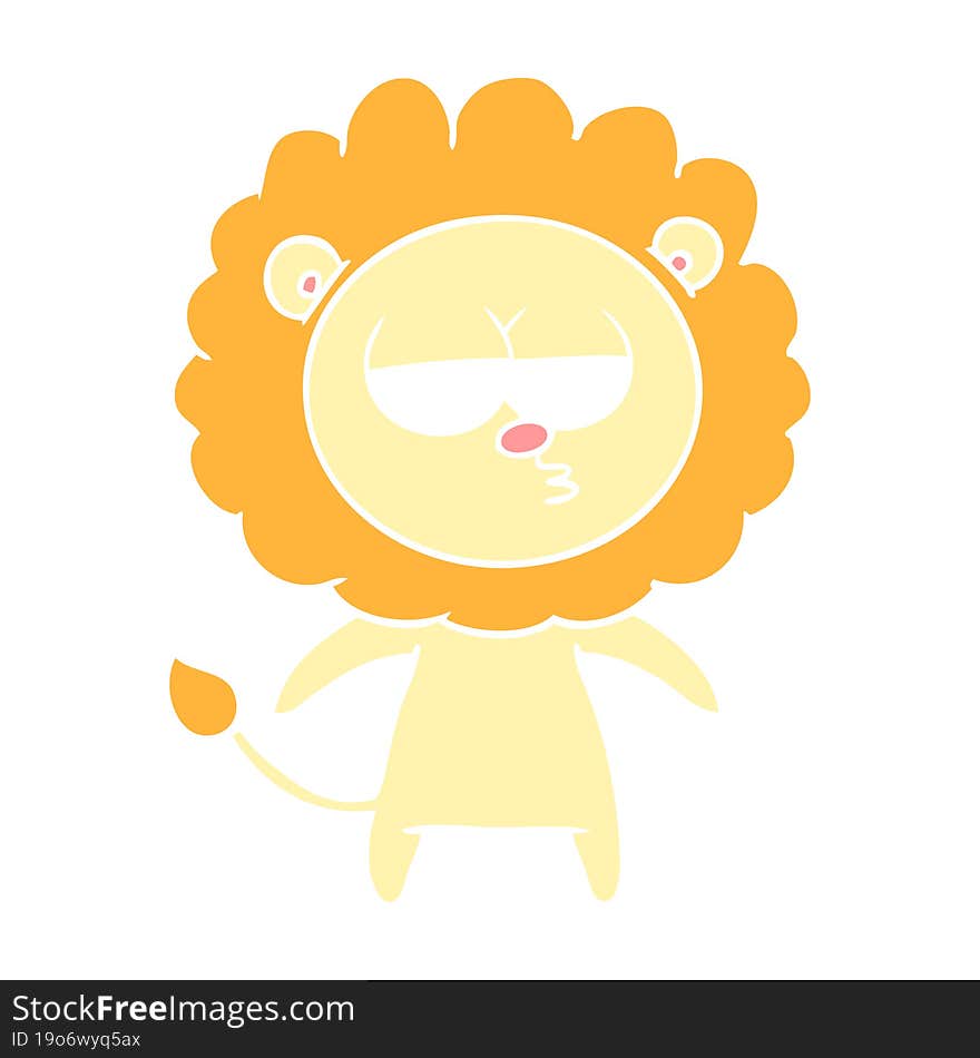 flat color style cartoon bored lion