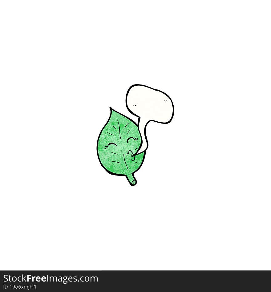 cartoon leaf with speech bubble