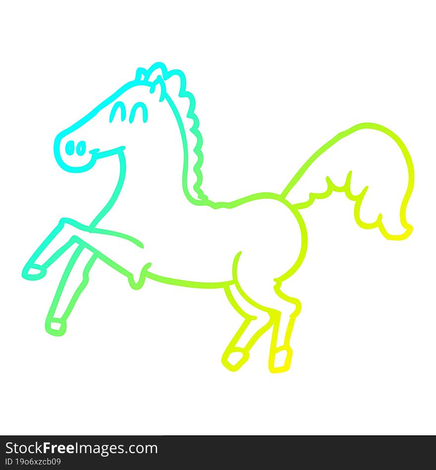 Cold Gradient Line Drawing Cartoon Horse Rearing Up