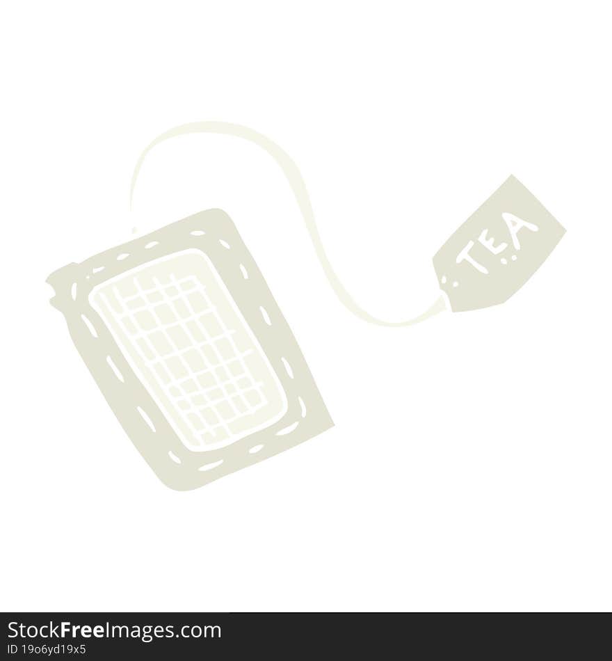 flat color illustration of a cartoon tea bag