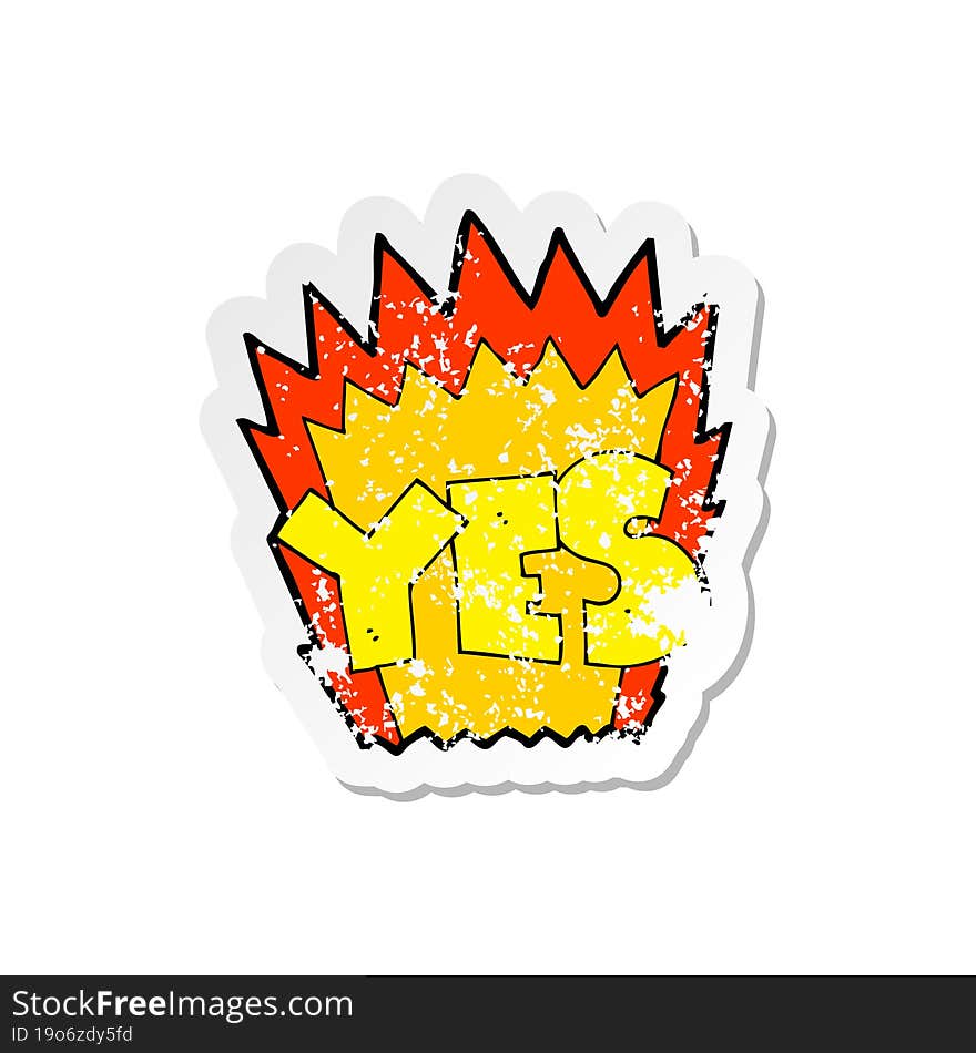 retro distressed sticker of a cartoon yes symbol