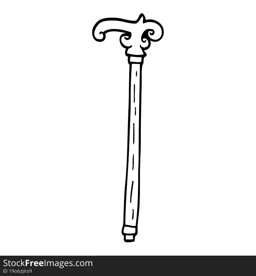 line drawing cartoon walking stick