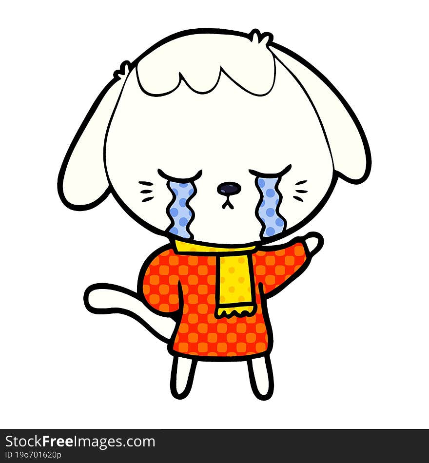 cute puppy crying cartoon. cute puppy crying cartoon