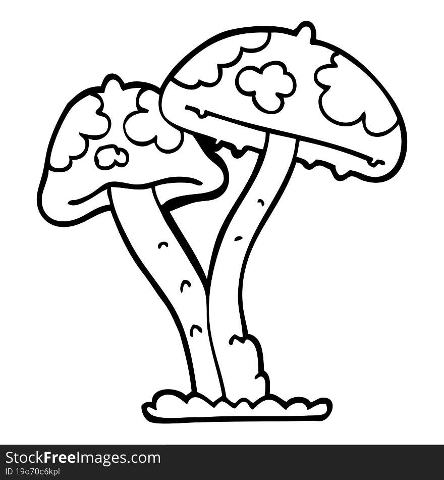 line drawing cartoon mushroom