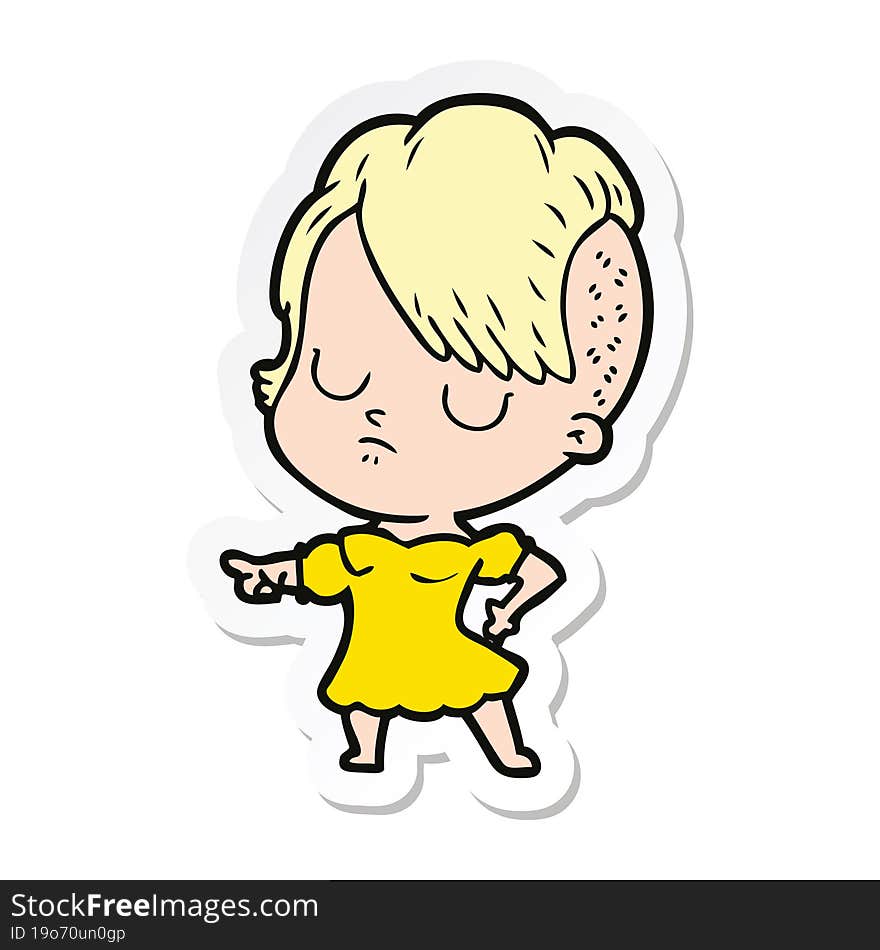 sticker of a cartoon woman