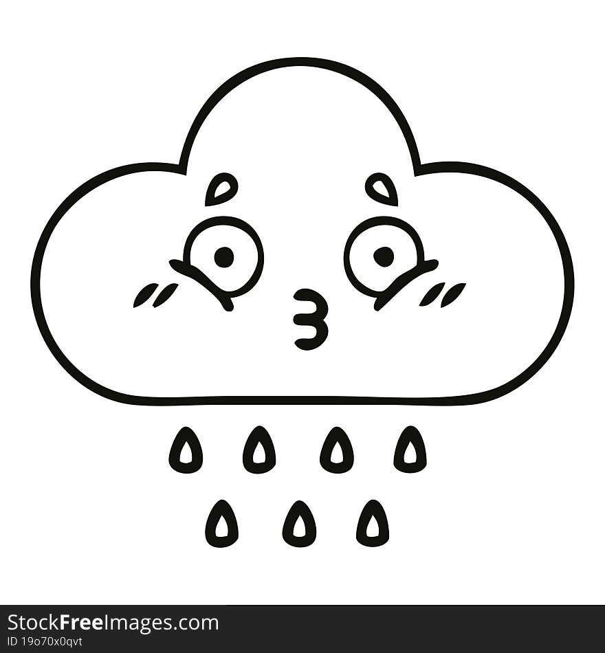 Line Drawing Cartoon Storm Rain Cloud