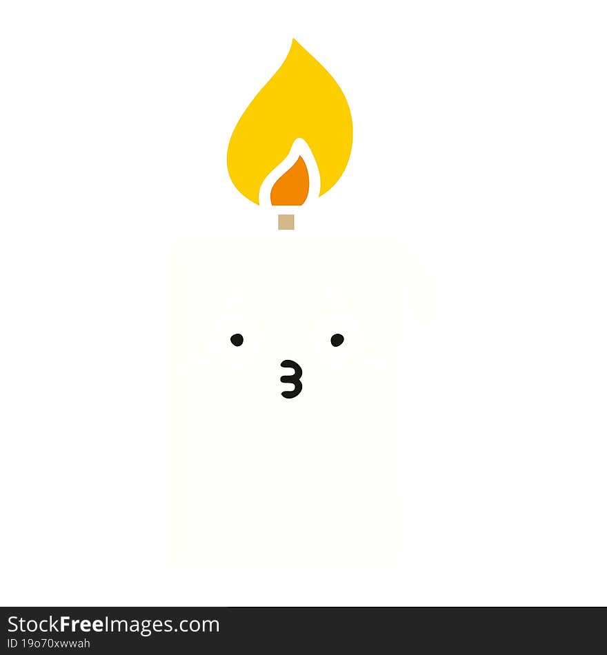 flat color retro cartoon lit candle