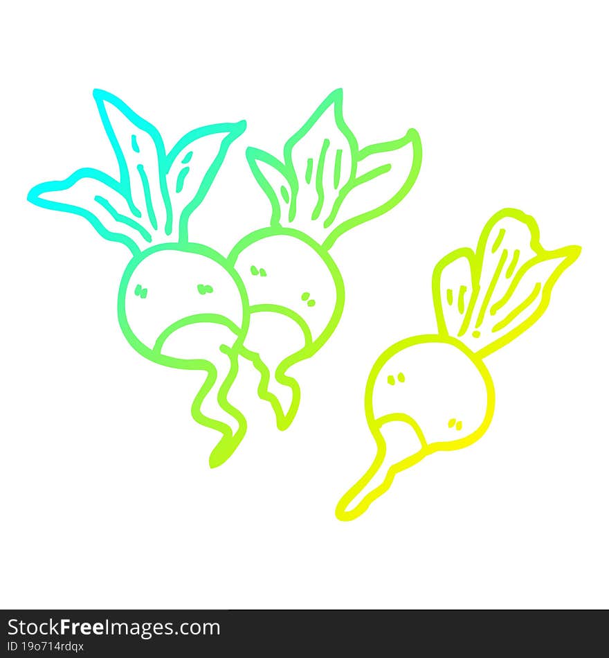 cold gradient line drawing cartoon healthy radish