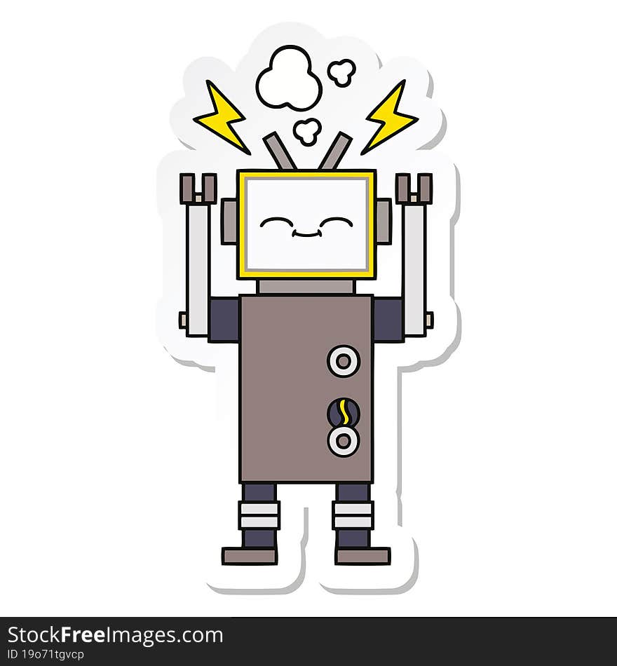 sticker of a cute cartoon robot