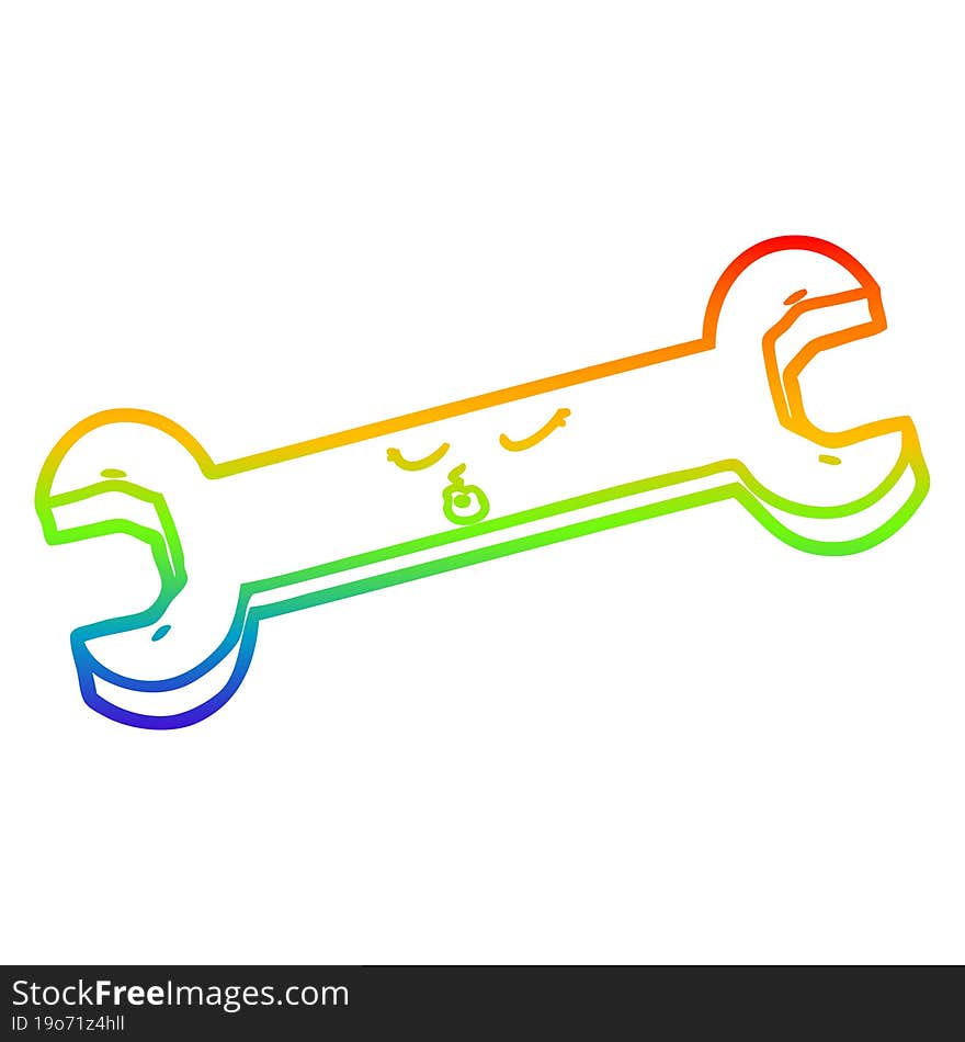 rainbow gradient line drawing cartoon spanner