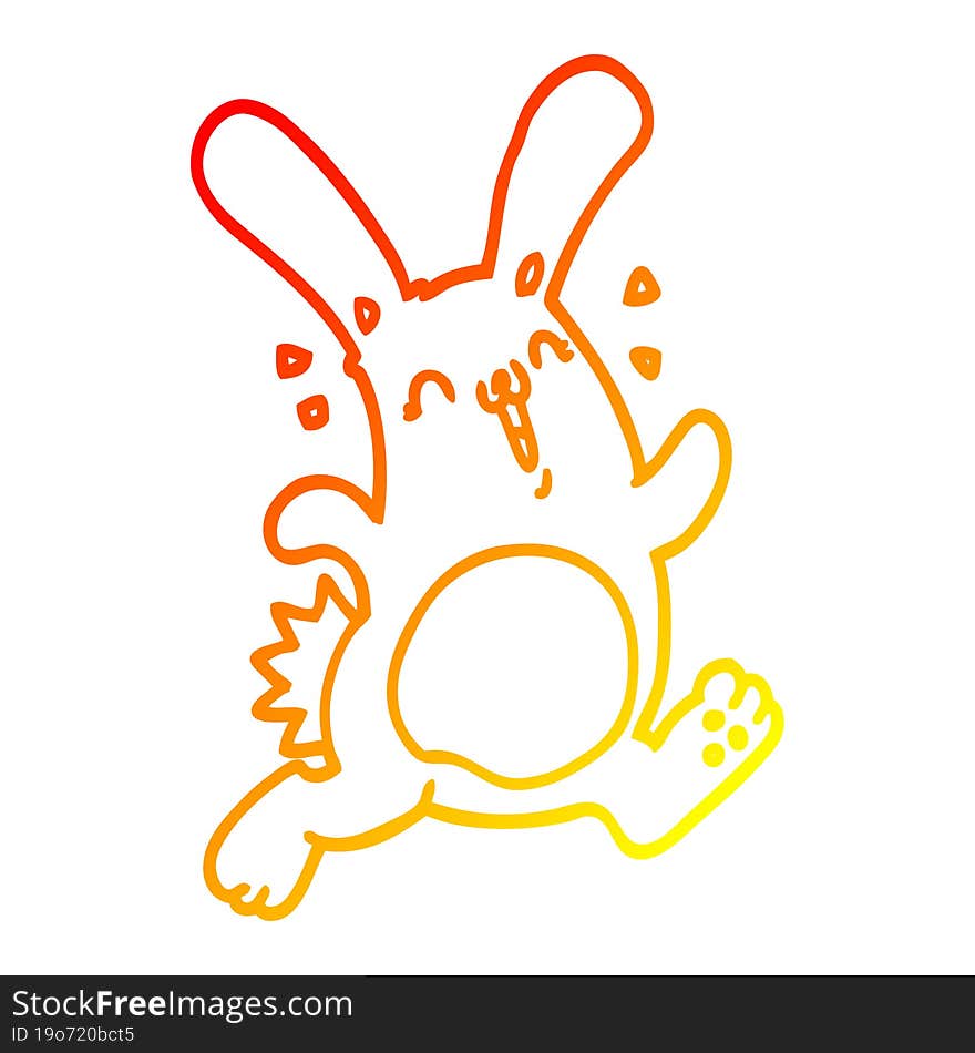 warm gradient line drawing of a cartoon rabbit