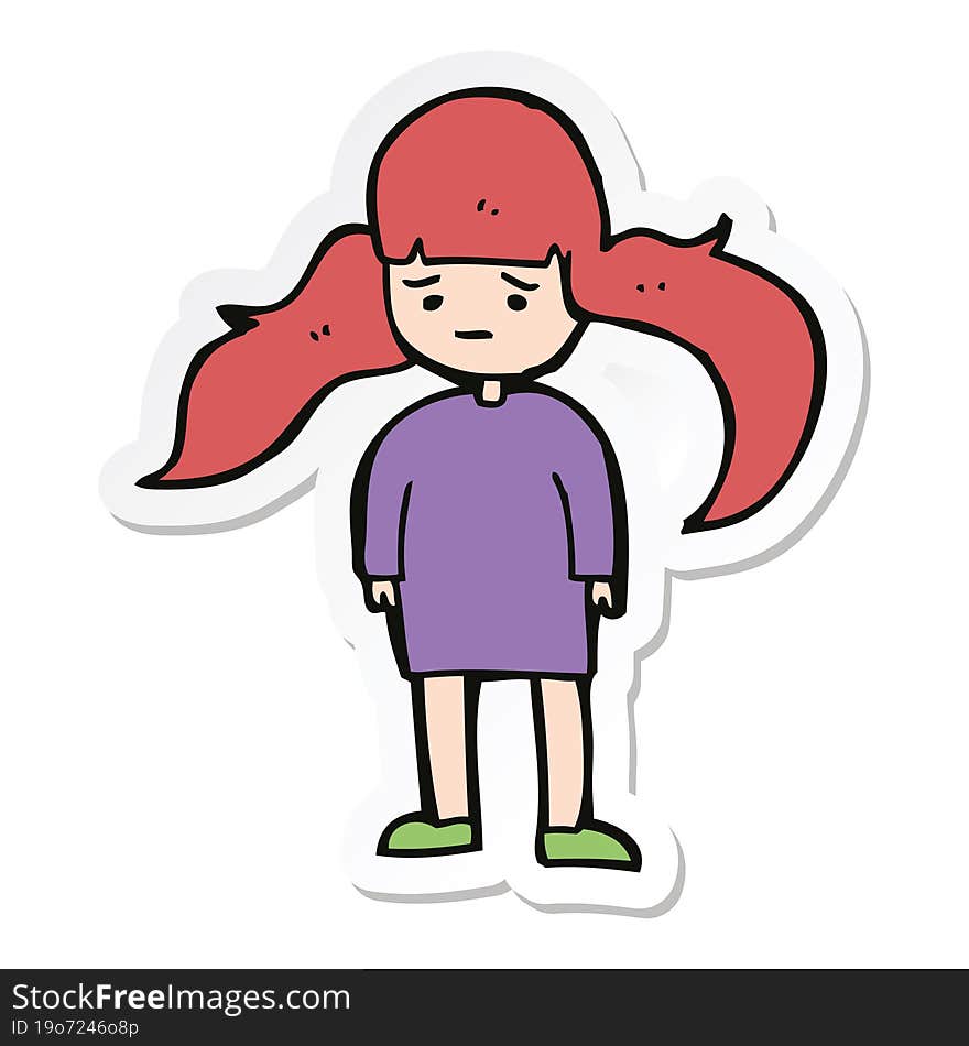 sticker of a cartoon girl with long hair