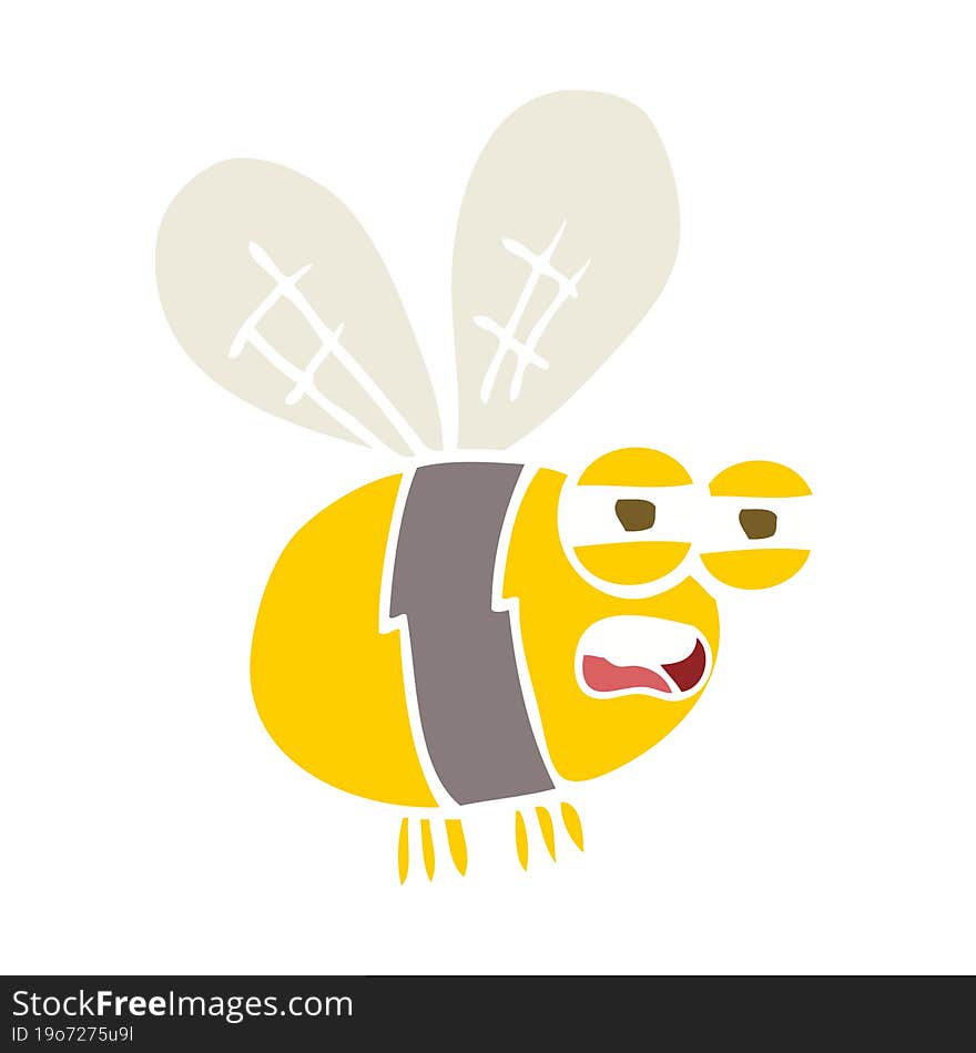 flat color illustration of a cartoon bee